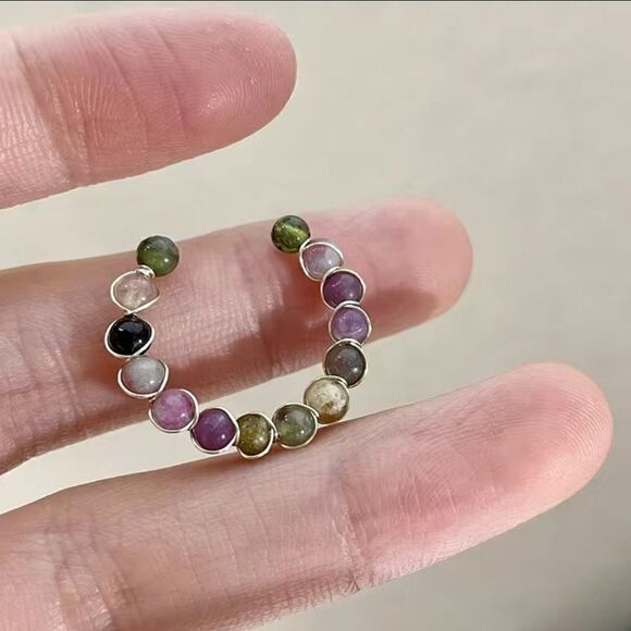 Manifestation Ring Rainbow Tourmaline Cuff Open ring - Picture 6 of 7